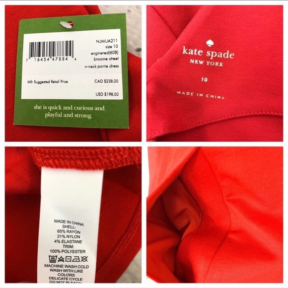 Kate Spade Dress Fit and Flare Red Size 10 NWT - Picture 7 of 8